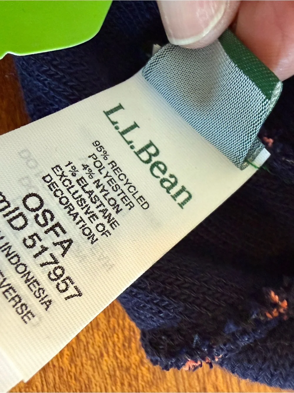 L.L. Bean Navy Beanie with Coral Script & Multicolor Stripes